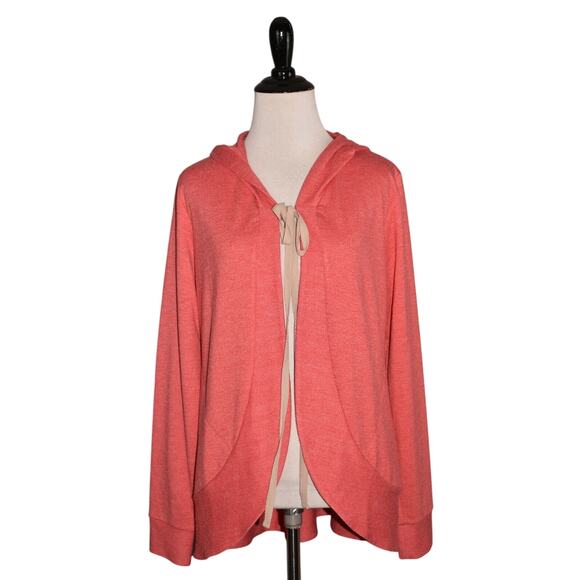 LOGO LOUNGE LORI‎ GOLDSTEIN $77 Long Sleeve Hooded Tie Front Cardigan XS - Picture 1 of 3